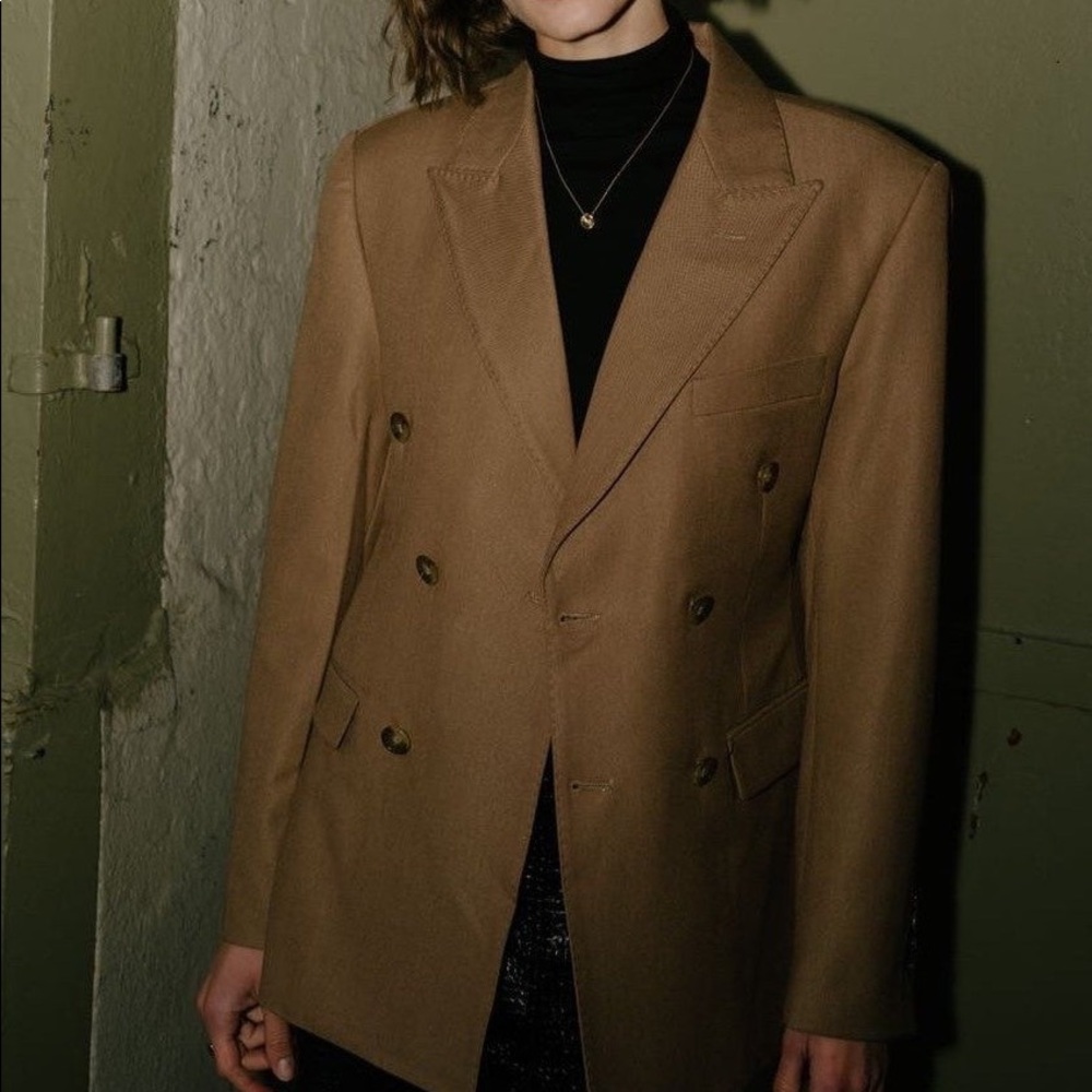 Verafied KHAKI DOUBLE BREASTED Blazer